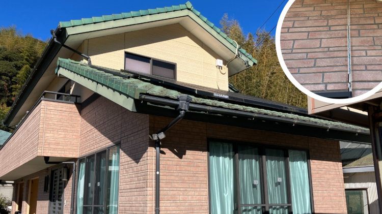 牧之原市の戸建て住宅外観、雨漏り予防のためのコーキング補修前