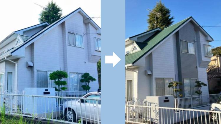 外装塗装の施工前と施工後の比較写真