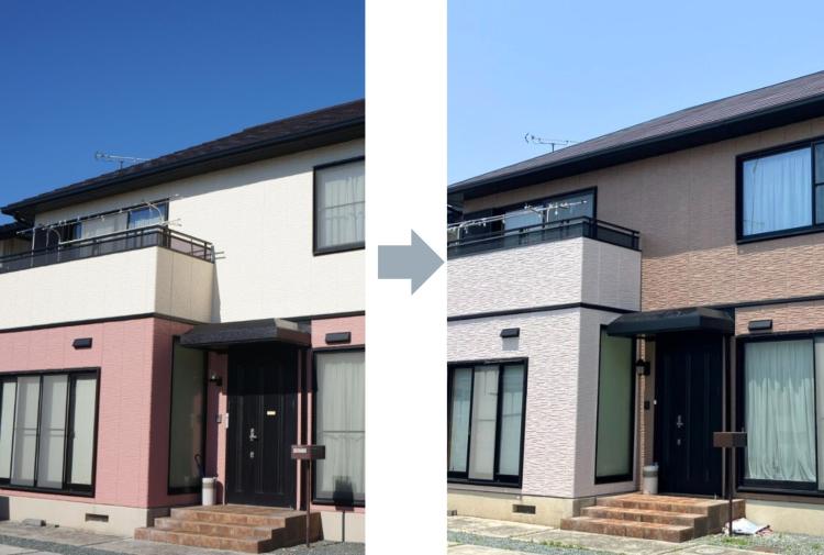 菊川市での外壁塗装ビフォーアフター事例1""
