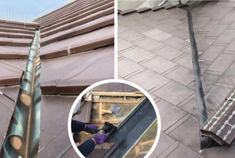 御前崎市で行った谷樋のガルバリウム鋼板交換工事の写真