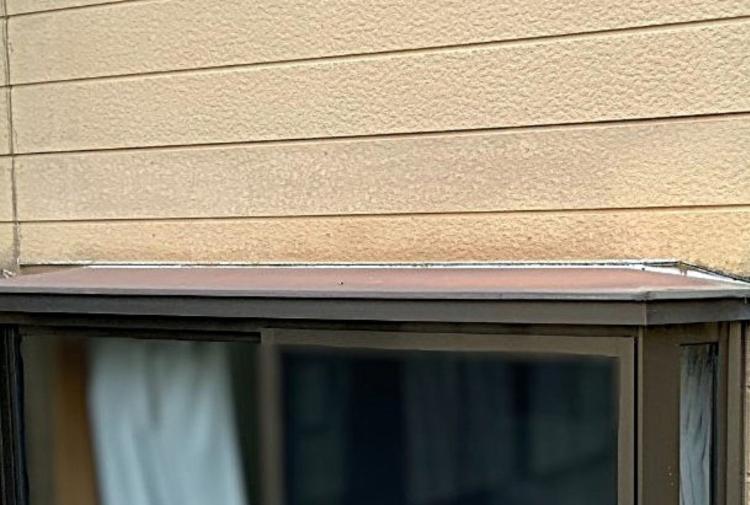 金属製の庇に雨粒が当たると共鳴して大きな雨音が生じる構造を示す写真