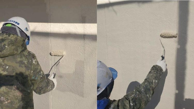 外壁塗装を行う御前崎市の職人作業風景