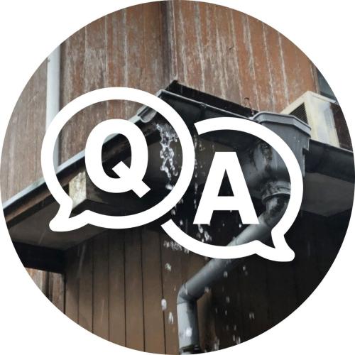 雨樋・破風板に関するFAQを示すアイコンイラスト